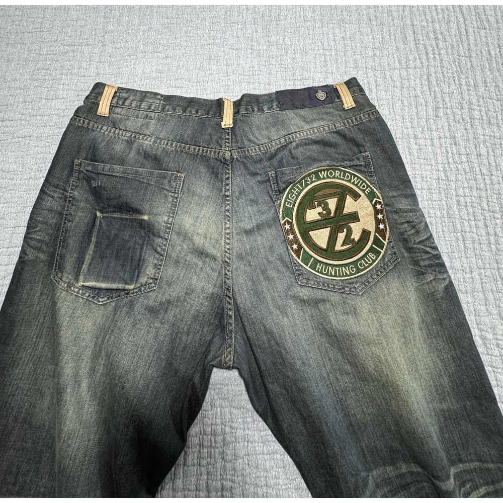 8732 Embroidered Baggy Jeans Young Jezzy Brand Hip Hop Streetwear Y2K Mens 42x34